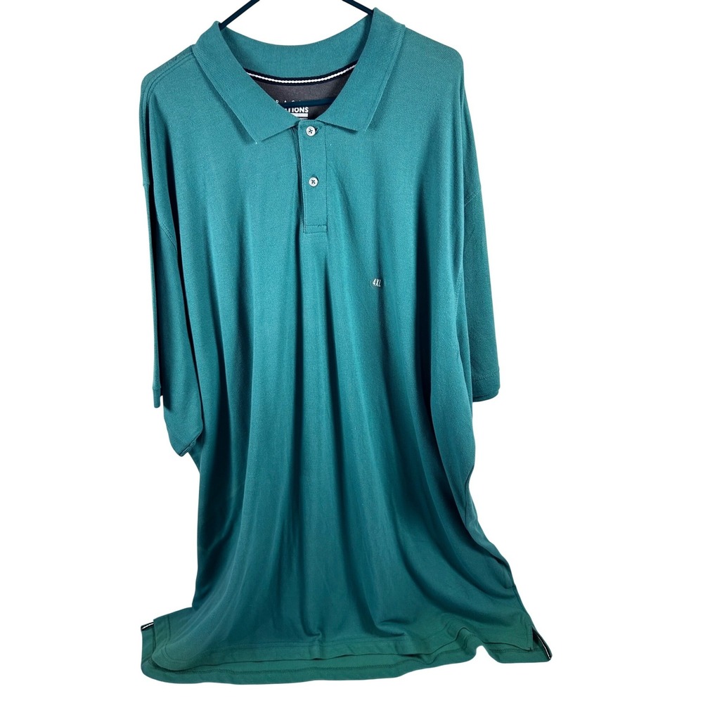 Basic Editions Polo Shirt 4XL Teal Green Short Sleeve Pique Men